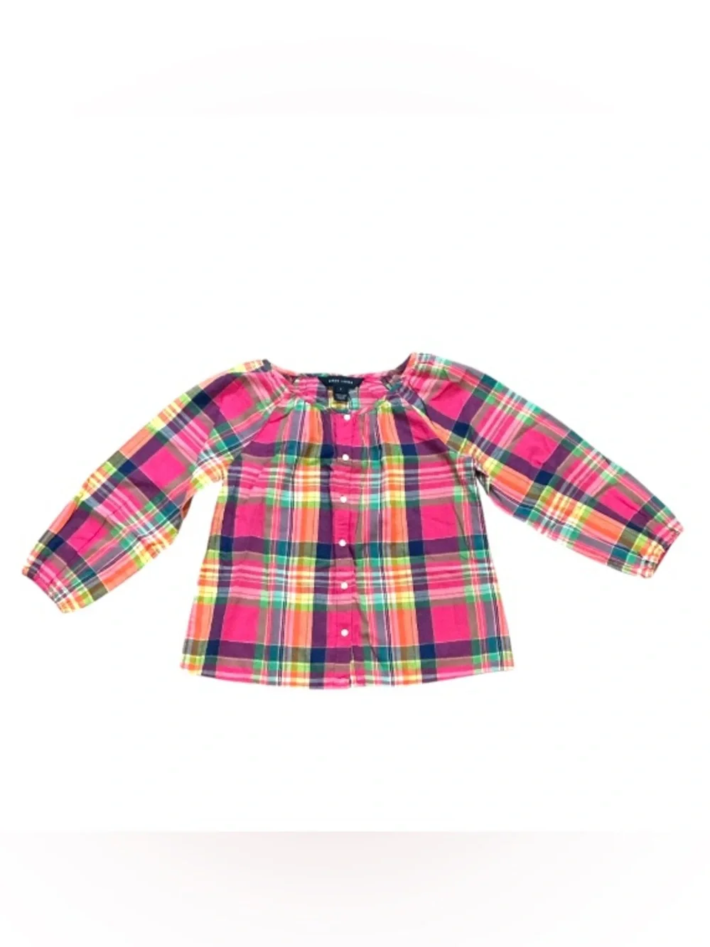Authentic Ralph Lauren designer 100% cotton girls signature plaid top sz 5